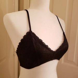 Society Girl L Black Lace Strappy Back Bralette